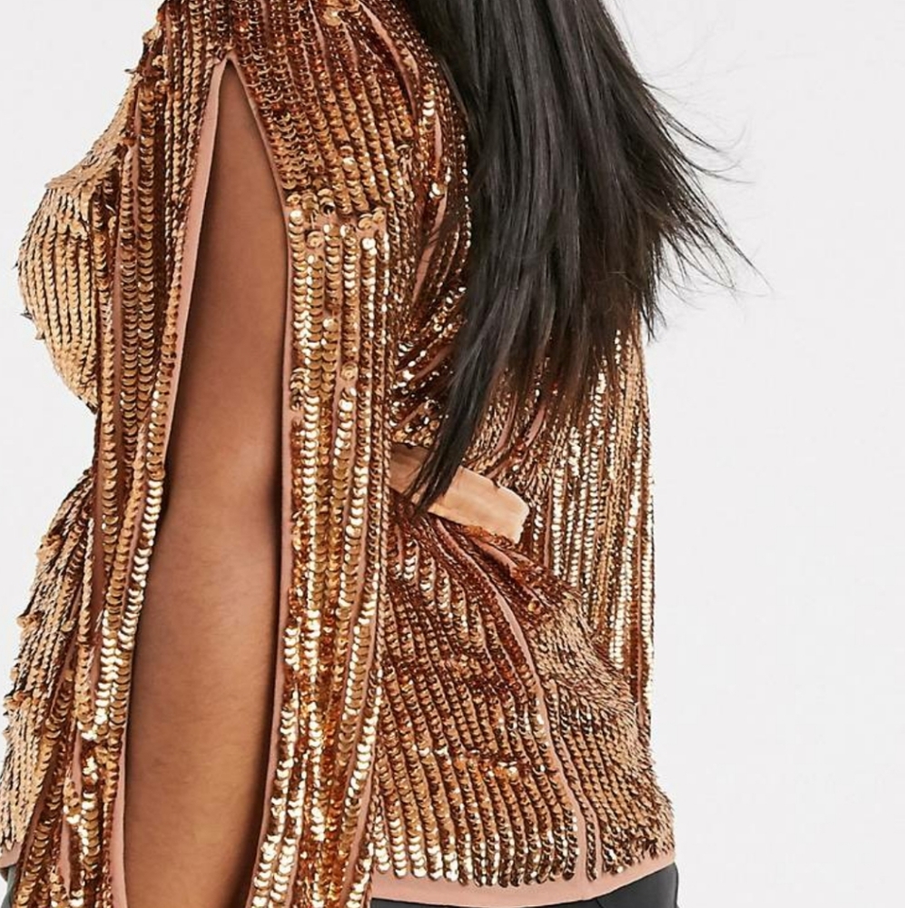 Nwt Asos Curve Batwing Sequin Top With Tie Waist - image 3